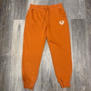 True Religion Rustic Brown Sweatpants Size Medium Horse Shoes Logo Drawstring